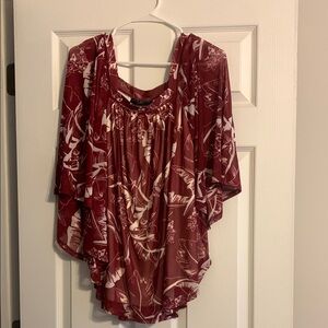 Lane Bryant Red Flutter Sleeve Blouse